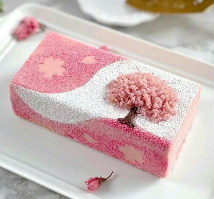 Cherry Blossom Cake Slice